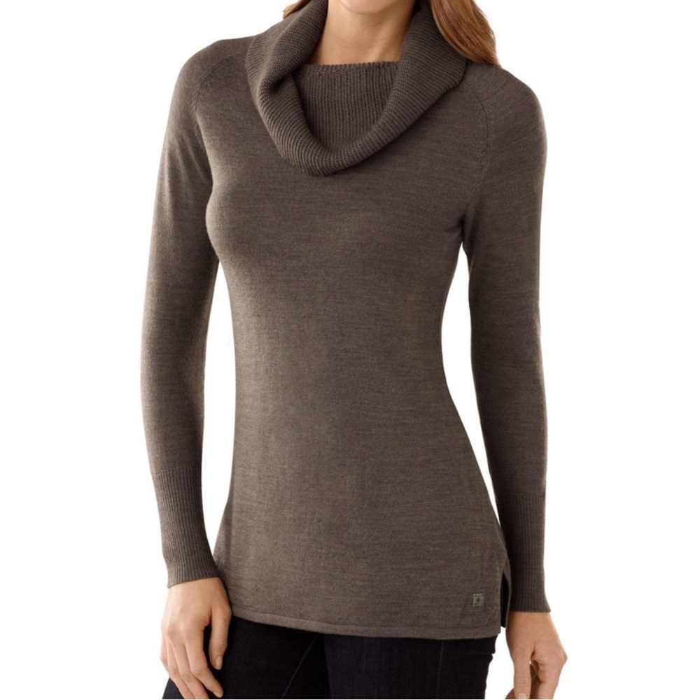Smartwool Taupe brown Cowl Neck wool Sweater tunic pullover cozy warm - Picture 2 of 10